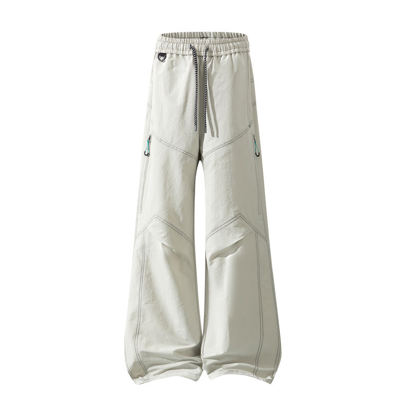 Herren Weite Cargo‑Hose mit Tunnelzugbund, Utility‑Nähten und Reißverschluss‑Taschen Nord Taschen