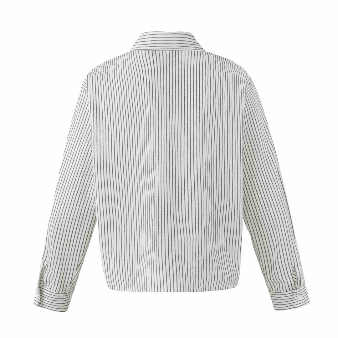 Damen Oversize-Hemdbluse mit feinen Streifen und Kentkragen Nord Taschen