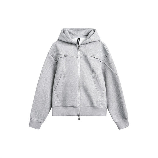 Unisex Oversize Kapuzen-Sweatjacke mit Zwei-Wege-Reißverschluss Nord Taschen