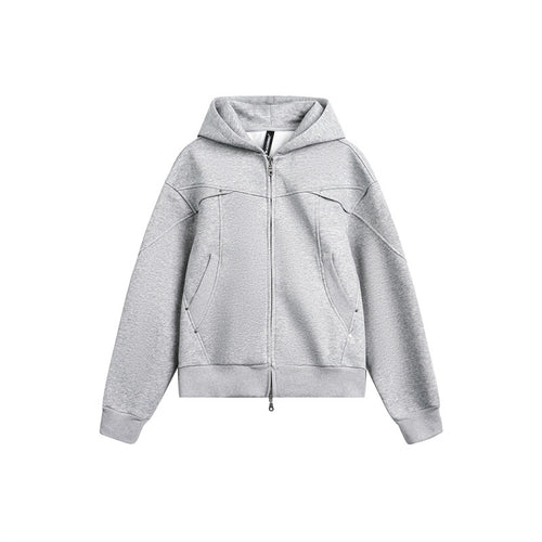 Unisex Oversize Kapuzen-Sweatjacke mit Zwei-Wege-Reißverschluss Nord Taschen