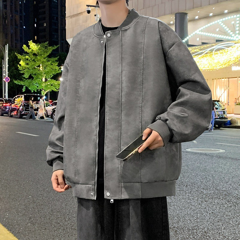 Herren Oversize-Bomberjacke aus Veloursimitat mit senkrechter Nahtstruktur Nord Taschen