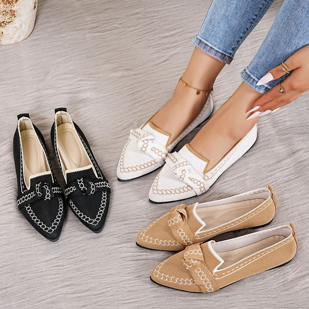 Damen Ballerinas mit modischem Streifendesign und charmantem Schleifenakzent Nord Taschen
