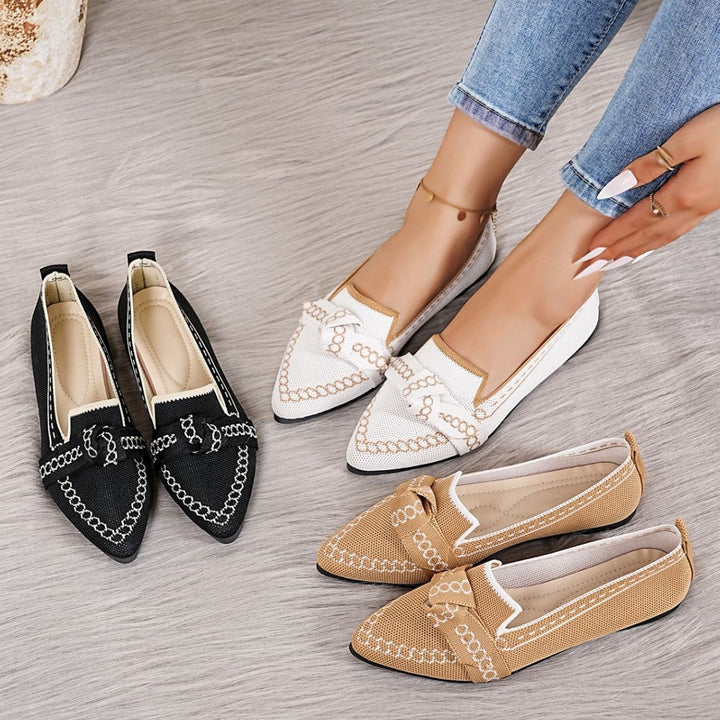 Damen Ballerinas mit modischem Streifendesign und charmantem Schleifenakzent Nord Taschen