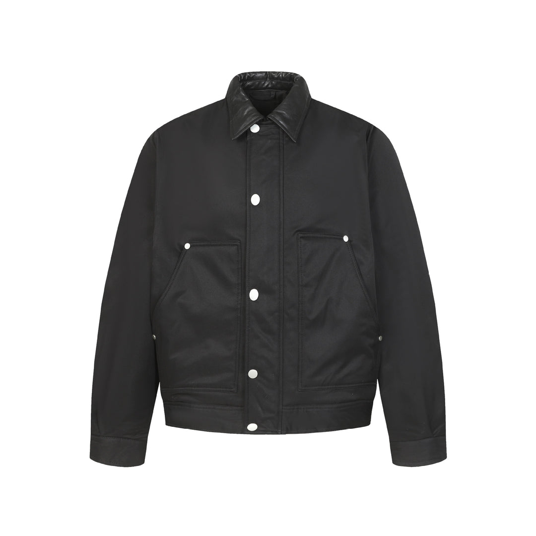 Unisex Kurzboxy gesteppte Blousonjacke mit kontrastierendem Lederoptikkragen Nord Taschen