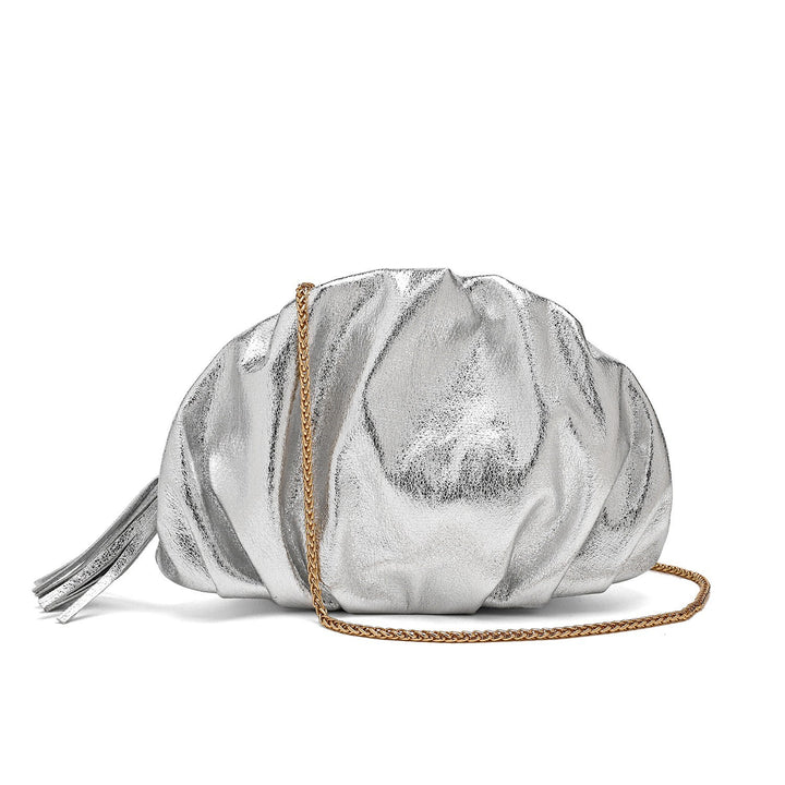 Damen Clutch mit metallischem Finish und goldener Kette Nord Taschen