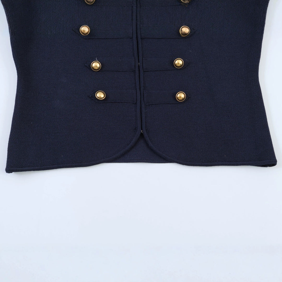 Damen Militärisch inspirierte Kurzjacke mit goldener Zierknopfleiste Nord Taschen