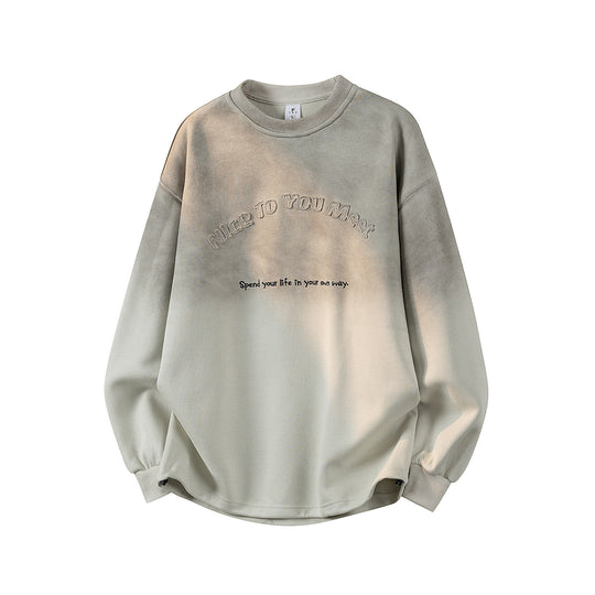 Damen Oversize-Sweatshirt mit gesticktem Schriftzug, abgerundetem Saum & überschnittener Schulter Nord Taschen