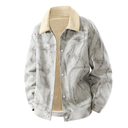 Herren Lässige Jeansjacke mit warmem Futter Nord Taschen