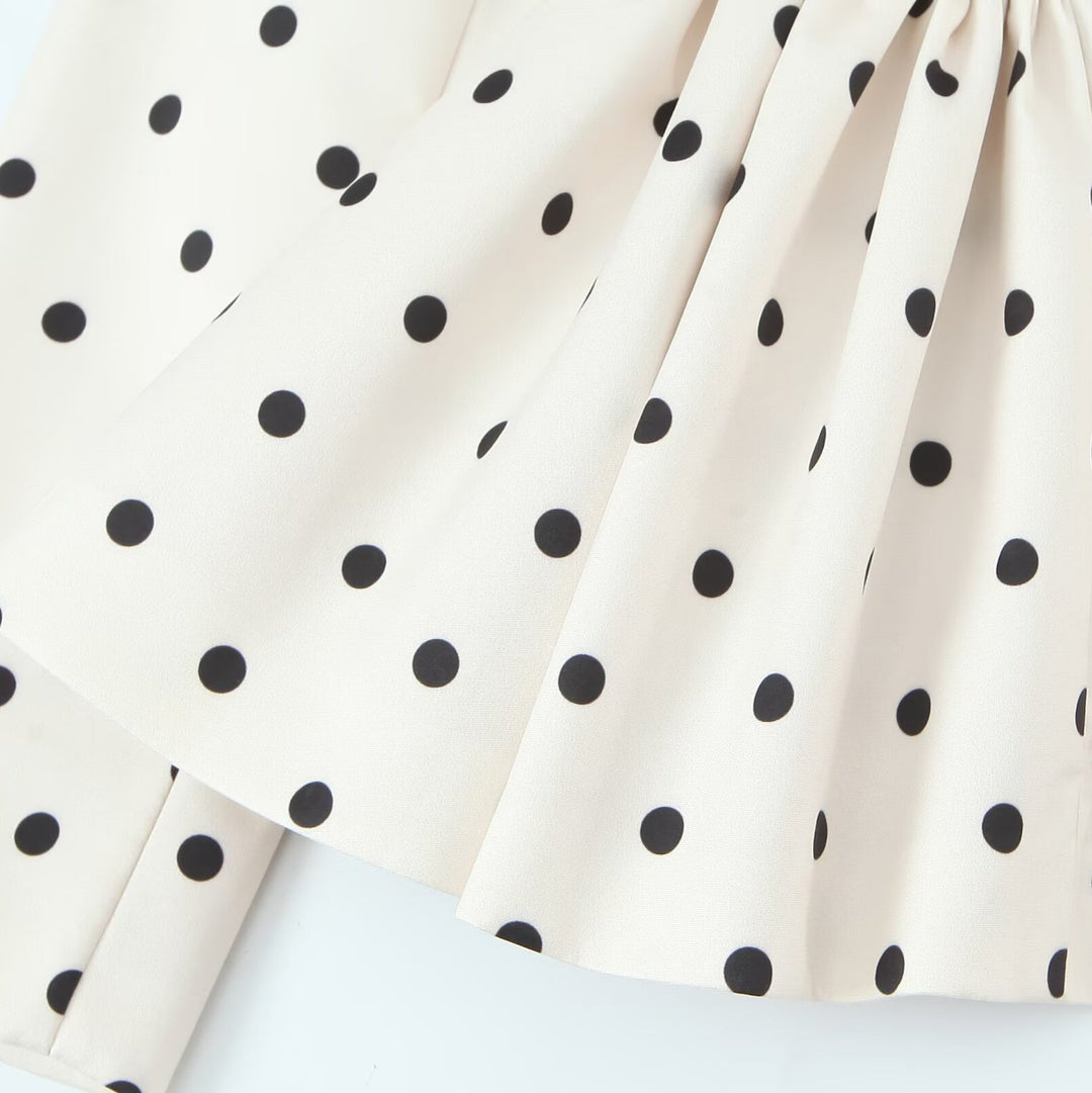 Damen Gepunkteter Peplum-Blazer mit Reverskragen und Taillenraffung Nord Taschen