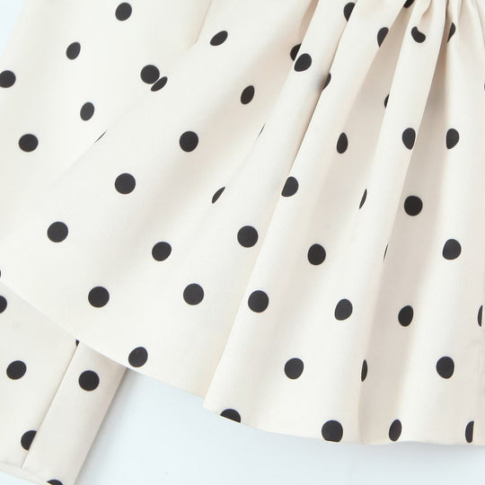 Damen Gepunkteter Peplum-Blazer mit Reverskragen und Taillenraffung Nord Taschen
