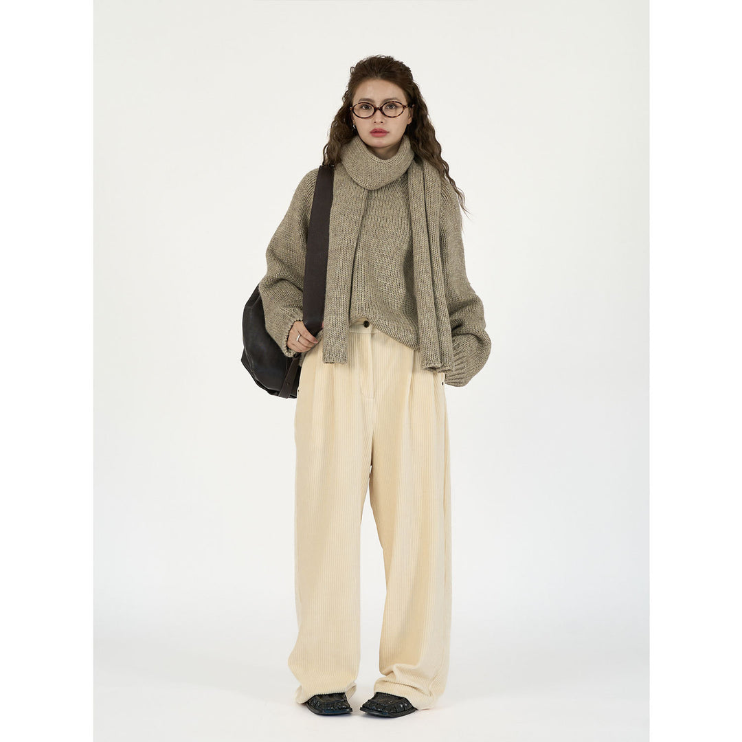 Damen Weite Cordhose mit hoher Taille, Bundfalten und Palazzo‑Schnitt Nord Taschen