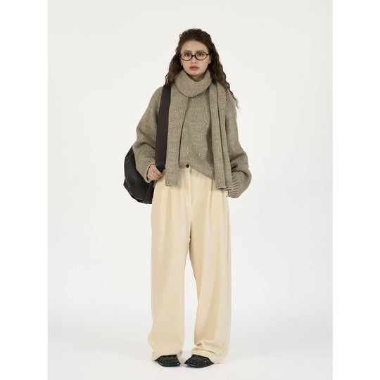 Damen Weite Cordhose mit hoher Taille, Bundfalten und Palazzo‑Schnitt Nord Taschen