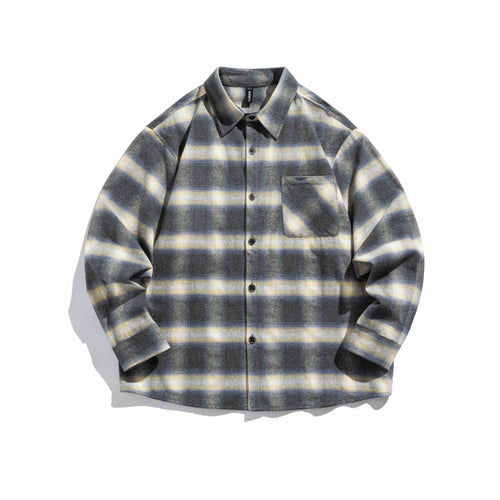 Unisex Kastenförmiges kariertes Flanell-Overshirt mit aufgesetzter Brusttasche und Boxy-Schnitt Nord Taschen