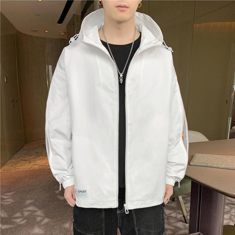 Herren Leichtgewichtige Kapuzenjacke im Oversize-Sportstyle mit Ärmel-Reißverschlüssen Nord Taschen