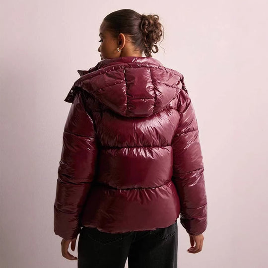 Damen Stepp-Pufferjacke mit Kapuze, hohem Stehkragen und Zwei-Wege‑Reißverschluss Nord Taschen