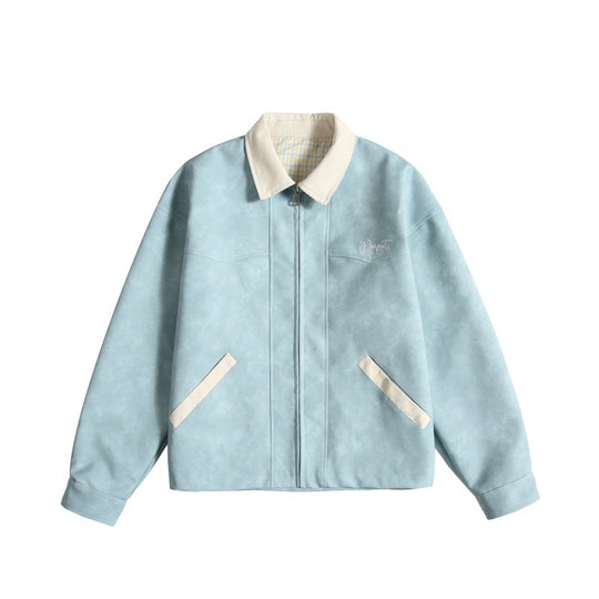 Damen Oversize Wildleder‑Optik Bomberjacke mit Cordkragen und verdecktem Reißverschluss Nord Taschen