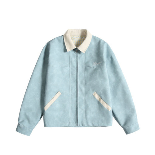 Damen Oversize Wildleder‑Optik Bomberjacke mit Cordkragen und verdecktem Reißverschluss Nord Taschen
