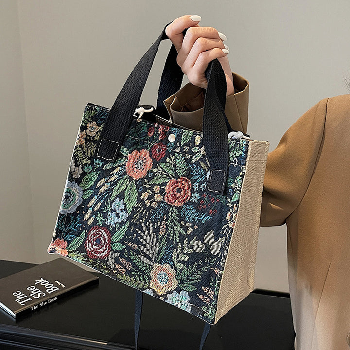 Damen Handtasche mit floralem Jacquard-Design und praktischen Tragegriffen Nord Taschen