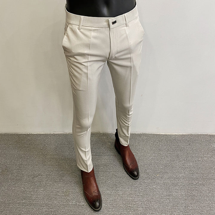 Herren taillierte Chino-Anzughose mit Bügelfalte, Stretchkomfort und verdecktem Hakenverschluss Nord Taschen