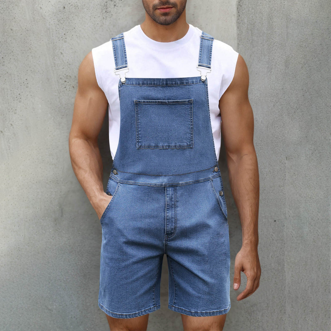 Herren Denim-Latzshorts mit modernen Taschen und verstellbaren Trägern Nord Taschen