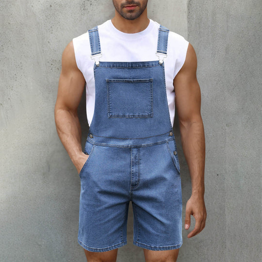 Herren Denim-Latzshorts mit modernen Taschen und verstellbaren Trägern Nord Taschen