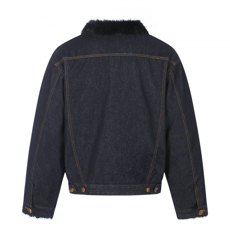 Herren Kurz geschnittene Denimjacke mit Kunstfellkragen und Teddyfutter‑Optik Nord Taschen