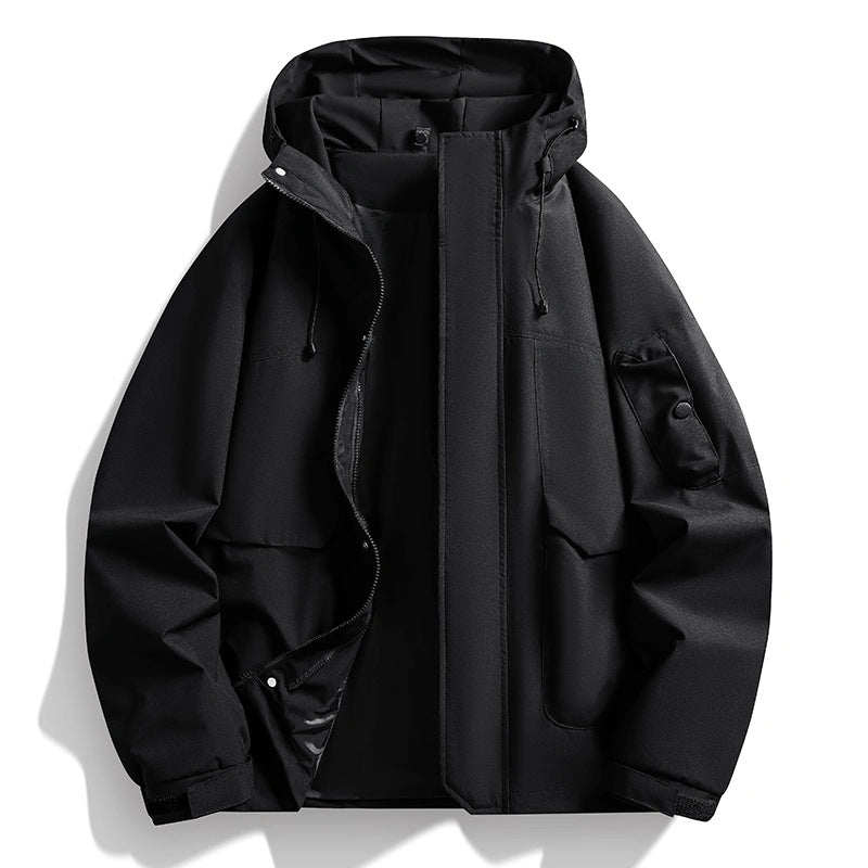Herren Wasserdichte Kapuzenjacke im Utility-Stil mit verschweißten Nähten und verdecktem Reißverschluss Nord Taschen