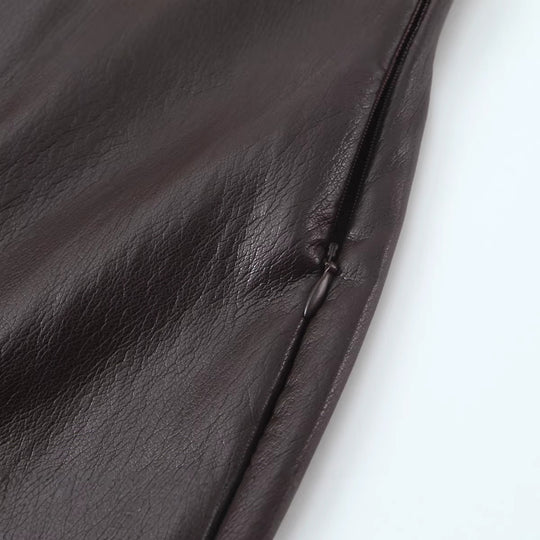 Damen Lang geschnittener Lederoptik-Midirock mit geradem Schnitt und schlanker Silhouette Nord Taschen