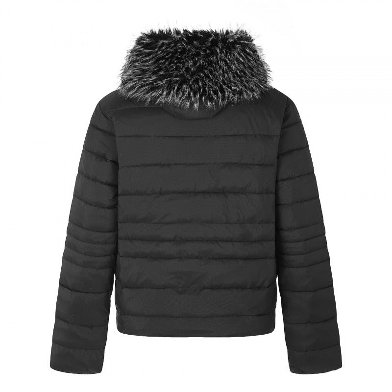Damen Kurz geschnittene gesteppte Kapuzenjacke mit abnehmbarem Kunstfellkragen und Thermofüllung Nord Taschen