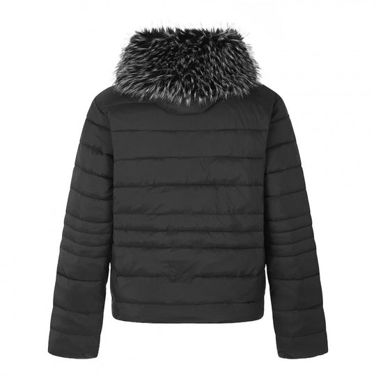 Damen Kurz geschnittene gesteppte Kapuzenjacke mit abnehmbarem Kunstfellkragen und Thermofüllung Nord Taschen