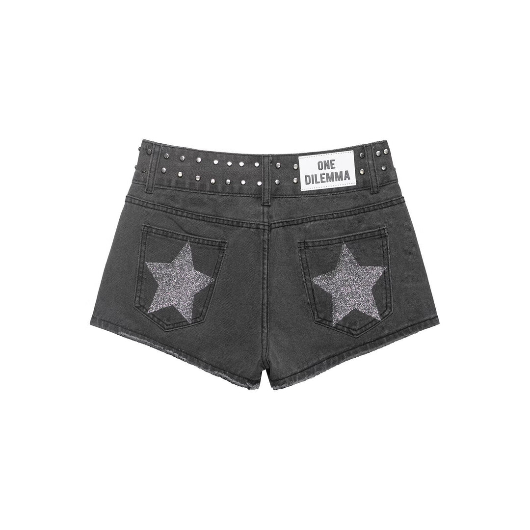 Damen stilvolle Shorts mit metallischen Details und hohem Bund Nord Taschen