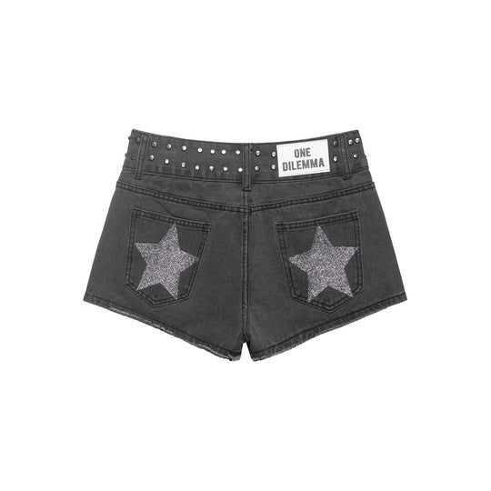 Damen stilvolle Shorts mit metallischen Details und hohem Bund Nord Taschen