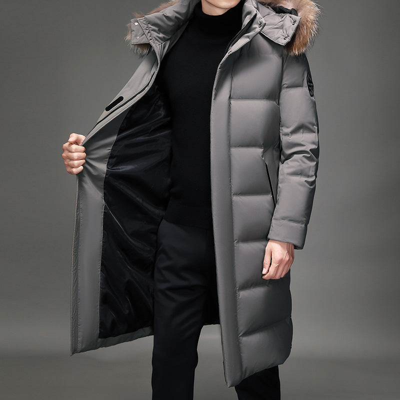 Herren Lang geschnittener Slim-Fit Steppparka mit abnehmbarer Kapuze und Thermofutter Nord Taschen