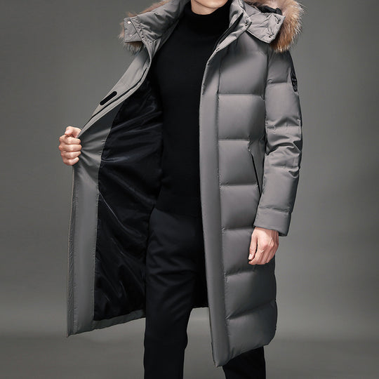 Herren Lang geschnittener Slim-Fit Steppparka mit abnehmbarer Kapuze und Thermofutter Nord Taschen