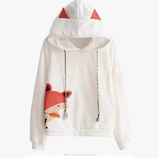 Damen Kapuzenpullover mit Fuchs-Ohren und Schwanz-Print Nord Taschen