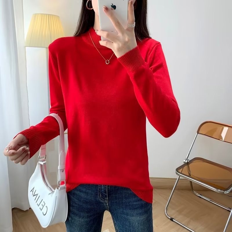 Damen Feiner Langarm-Feinstrickpullover mit schmalem Stehkragen und gerippten Bündchen Nord Taschen