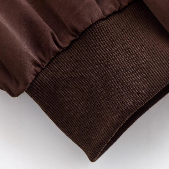 Damen Cropped Kapuzenjacke mit Reißverschluss, übergroßen Ärmeln und breitem Rippbund Nord Taschen