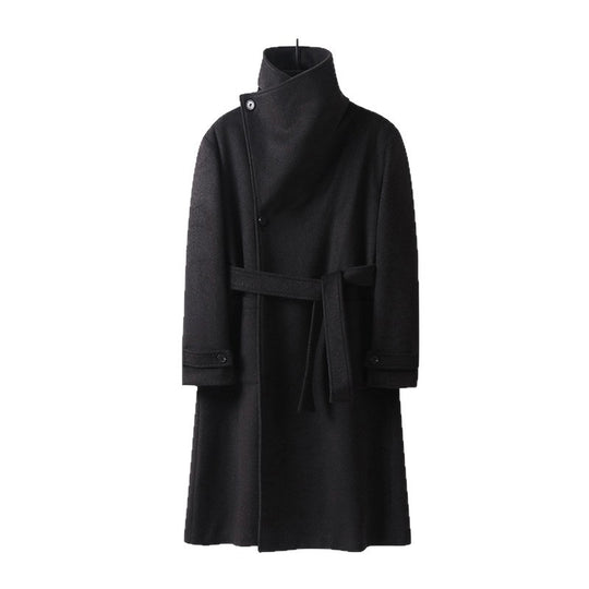Damen Maxilanger Wollmix‑Mantel mit übergroßem Schalkragen und aufgesetzten Taschen Nord Taschen