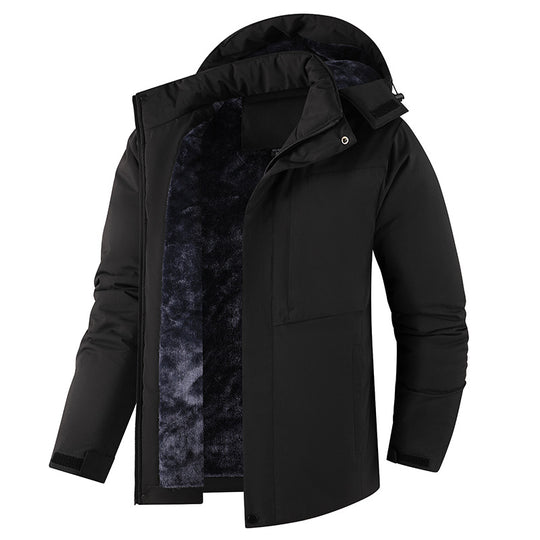 Herren Plüschgefütterte Winterparka mit Kapuze, winddichter Hülle & verdeckter Frontleiste Nord Taschen