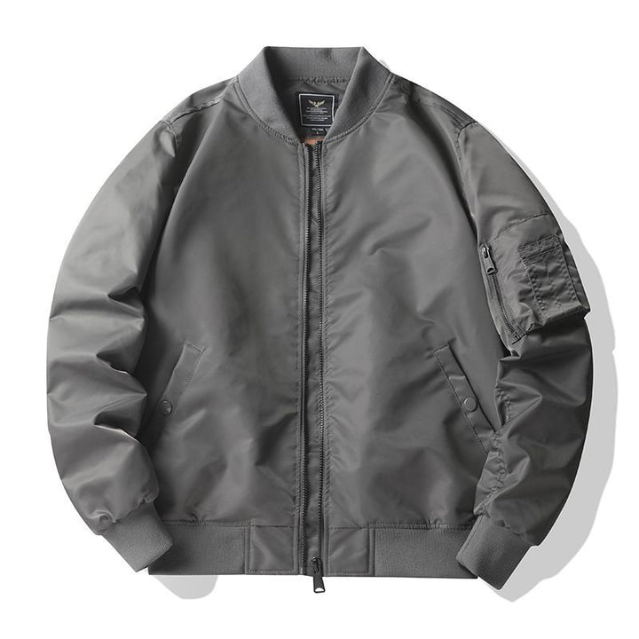 Men's  matte nylon flight bomber jacket with sleeve utility pocket and ribbed trims Nord Taschen