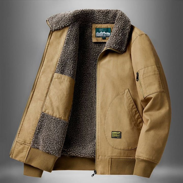 Men's  sherpa-lined canvas flight jacket with ribbed trims and interior stash pockets Nord Taschen