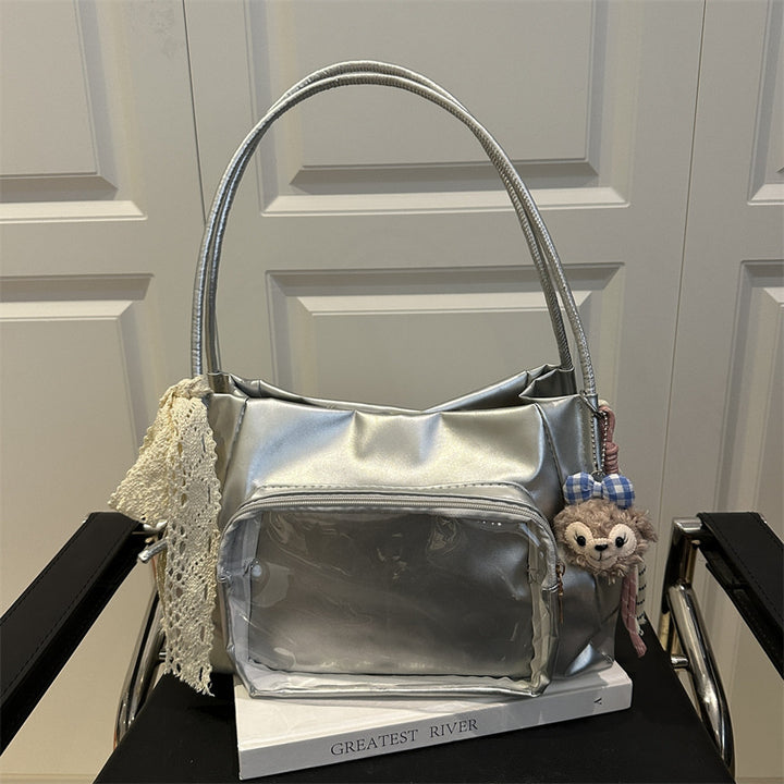 Damen modische Handtasche mit transparentem Fach Nord Taschen