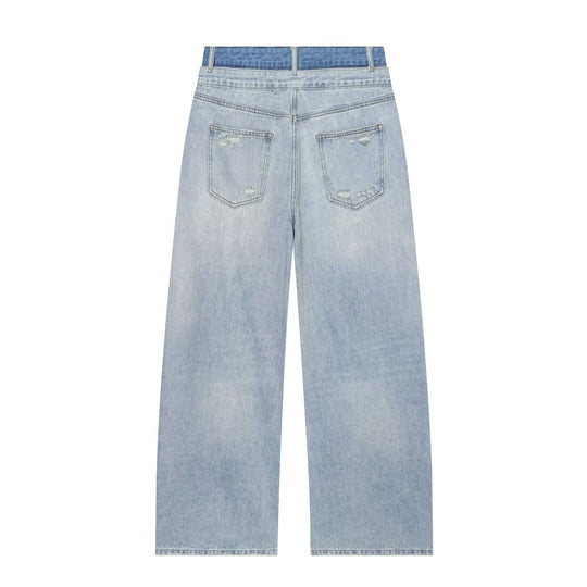 Damen Hochtaillierte Jeans mit weitem Bein und Destroyed-Optik Nord Taschen