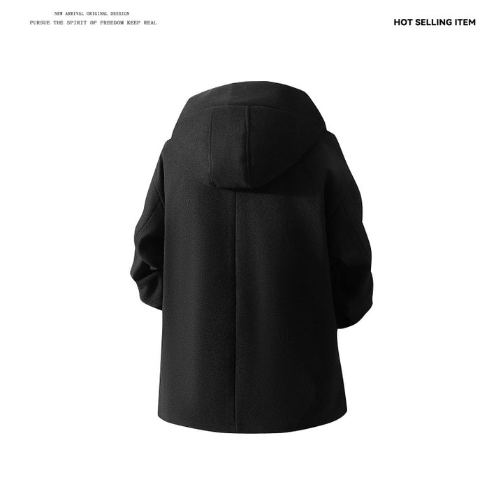Herren Kapuzen-Mantel aus Wollmix mit Oversize-Schnitt und verdeckter Druckknopfleiste Nord Taschen