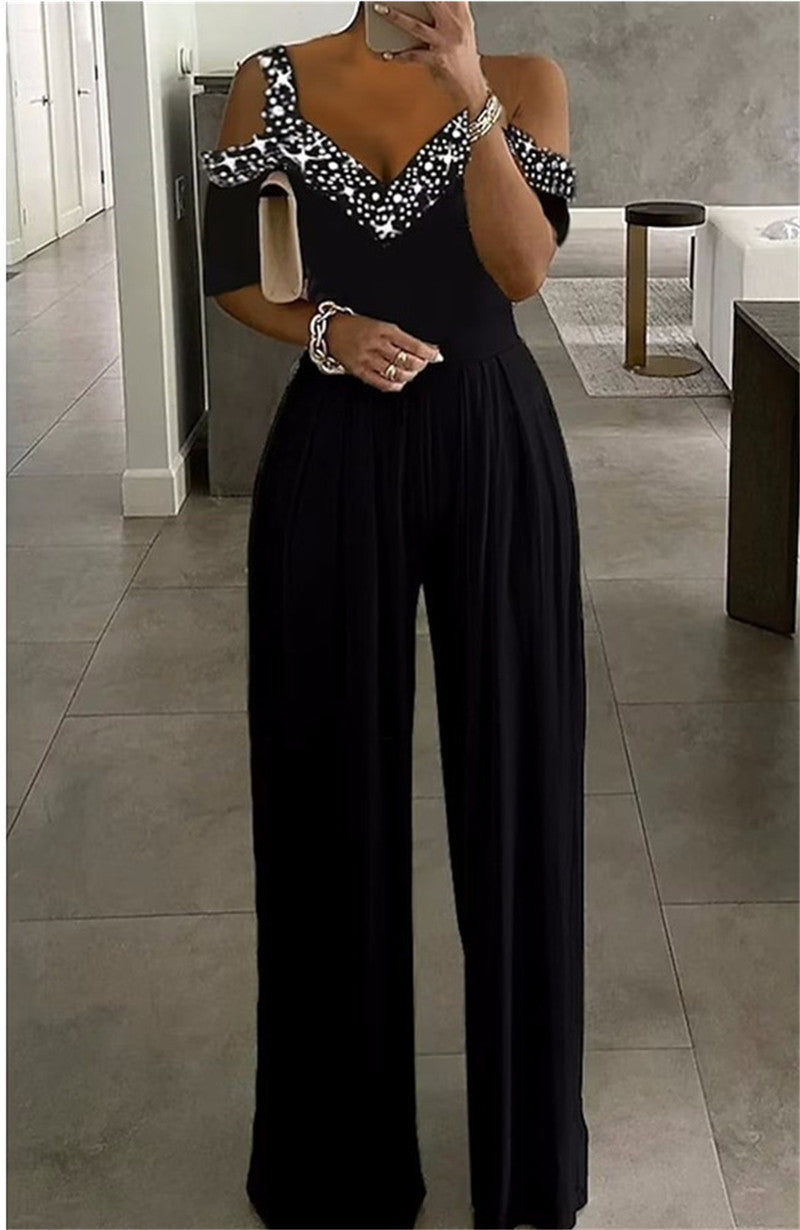 Eleganter Damen Jumpsuit mit Schulterfreiem Schnitt & Glitzerndem Dekolleté für Party & Events - Vittorelli