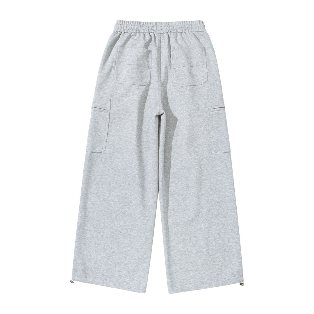Damen Weite Cropped-Sweathose mit Tunnelzug, Cargo-Taschen und Reißverschluss-Details Nord Taschen