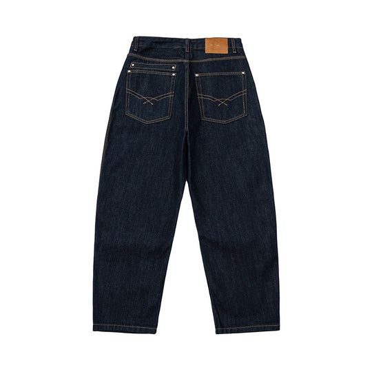 Damen Relaxed-Fit High-Waist Denimhose mit weitem Bein und markanter Nahtführung Nord Taschen