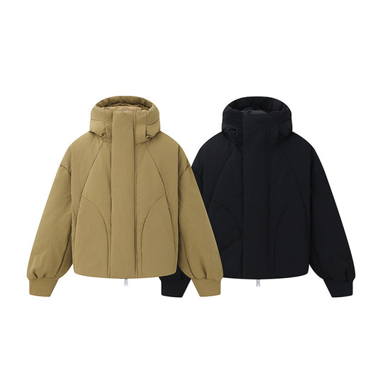 Damen Kurz geschnittene wattierte Steppjacke mit hohem Stehkragen und Ballonärmeln Nord Taschen