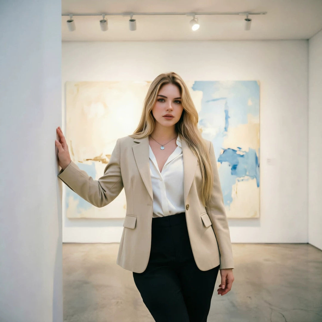 Damen Figurbetonter Ein-Knopf Business-Blazer mit Pattentaschen Nord Taschen