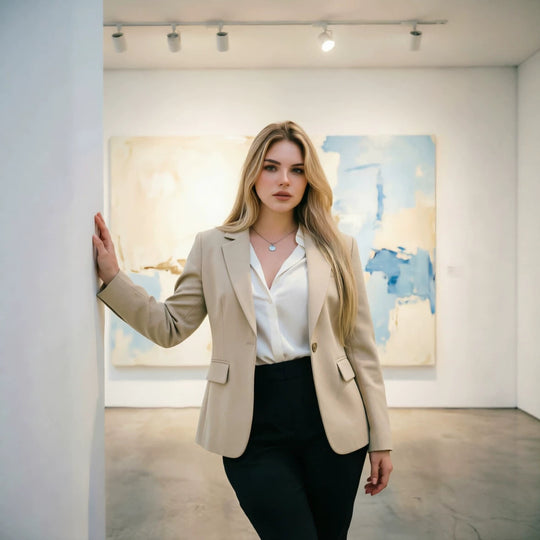 Damen Figurbetonter Ein-Knopf Business-Blazer mit Pattentaschen Nord Taschen
